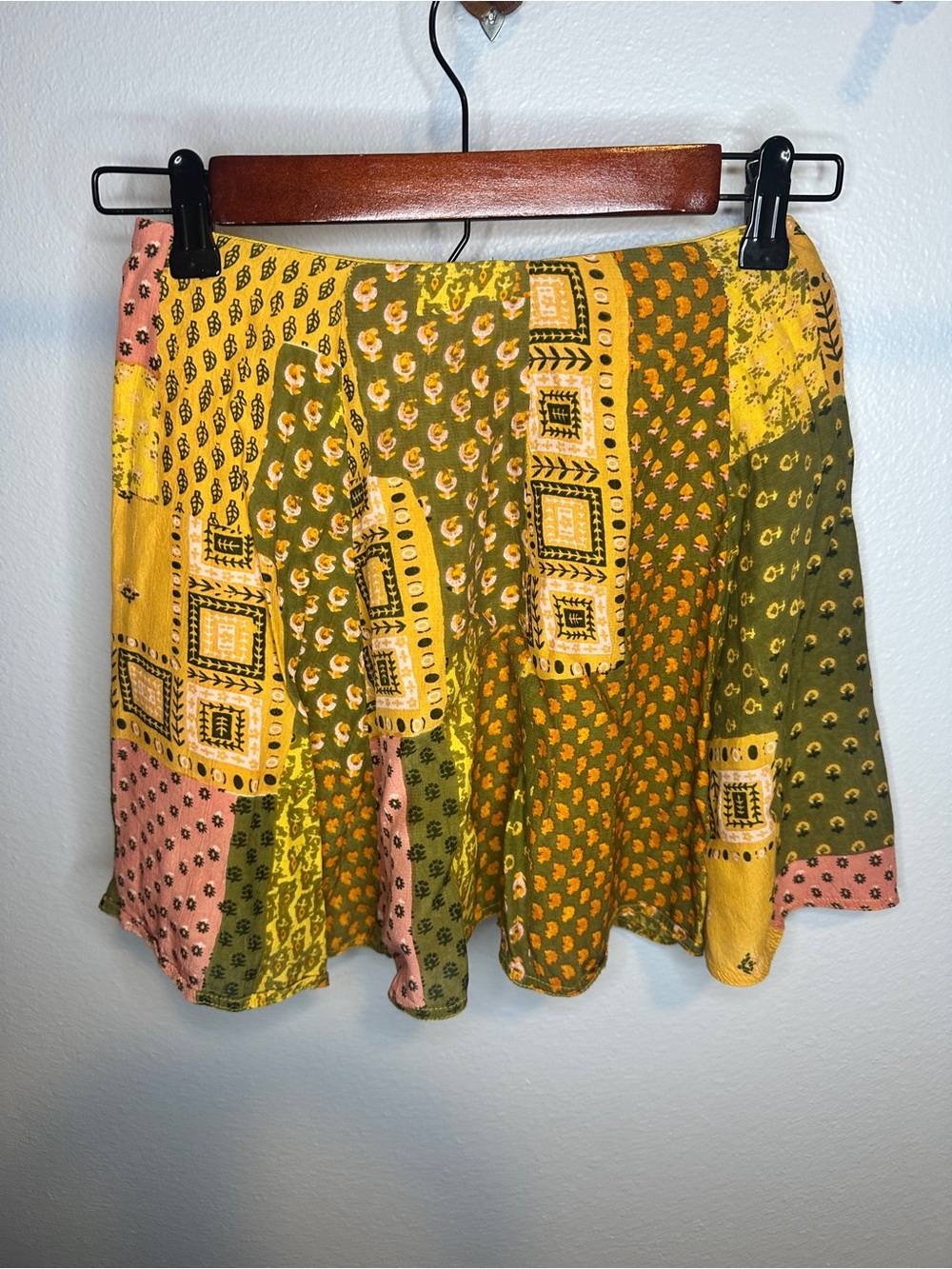 Urban Outfitters Liz Boho Hippie Festival Patchwork Printed Mini Skirt XS